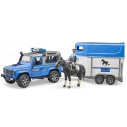 BRUDER Land Rover Defender Polizia Con Rimorchio, Cavallo E Poliziotto