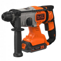 Black Decker BDC900E2K - Trapano/Tassellatore 18V SDS, 2.5 Ah, Litio, 2 Batterie, Mandrino a cremagliera, in Valigetta