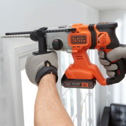 Black Decker BDC900E2K - Trapano/Tassellatore 18V SDS, 2.5 Ah, Litio, 2 Batterie, Mandrino a cremagliera, in Valigetta