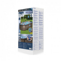 Bestway Power Steel Swim Vista Piscina Fuori Terra Ovale, 488x305x107 cm, Pompa a Sabbia, Effetto Rattan