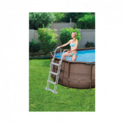 Bestway Power Steel Swim Vista Piscina Fuori Terra Ovale, 488x305x107 cm, Pompa a Sabbia, Effetto Rattan