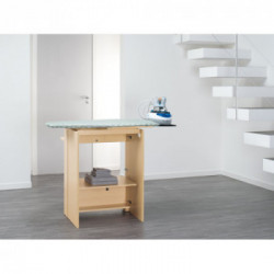 Foppapedretti Stiraemolla - Mobile con Piano da Stiro e d'Appoggio a Scomparsa con Ruote, Naturale