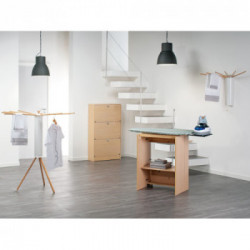 Foppapedretti Stiraemolla - Mobile con Piano da Stiro e d'Appoggio a Scomparsa con Ruote, Naturale