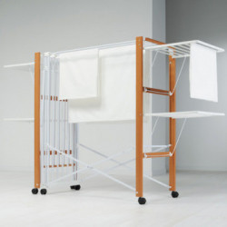 Foppapedretti Allungo - Stendibiancheria Allungabile, Ruote con Freno, Noce