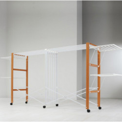 Foppapedretti Allungo - Stendibiancheria Allungabile, Ruote con Freno, Noce