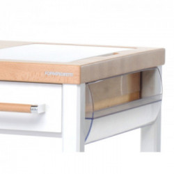 Foppapedretti Benchef - Carello Portamicroonde, 2 Cassetti, Tagliere e Portarotoli con Vetrinetta, Bianco/Naturale