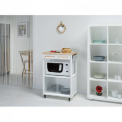 Foppapedretti Benchef - Carello Portamicroonde, 2 Cassetti, Tagliere e Portarotoli con Vetrinetta, Bianco/Naturale