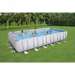 Bestway Power Steel Piscina Fuori Terra Rettangolare 732x366x132 cm, Pompa Filtro a Sabbia, Telo Copertura, Scala e Dosatore