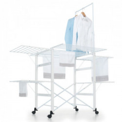 Foppapedretti SuperGulliver - Stendibiancheria Pieghevole con Barra Porta-Spalle, Ruote con Freno, Alluminio