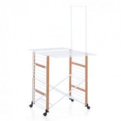 Foppapedretti SuperGulliver - Stendibiancheria Pieghevole con Barra Porta-Spalle, Ruote con Freno, Legno Massiccio