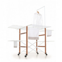 Foppapedretti SuperGulliver - Stendibiancheria Pieghevole con Barra Porta-Spalle, Ruote con Freno, Legno Massiccio