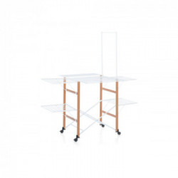 Foppapedretti SuperGulliver - Stendibiancheria Pieghevole con Barra Porta-Spalle, Ruote con Freno, Legno Massiccio