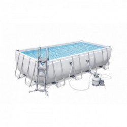 Bestway Power Steel Piscina Fuori Terra Rettangolare 549x274x122 cm, Pompa Filtro a Cartuccia, Telo Copertura, Scala e Dosatore
