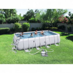 Bestway Power Steel Piscina Fuori Terra Rettangolare 549x274x122 cm, Pompa Filtro a Cartuccia, Telo Copertura, Scala e Dosatore