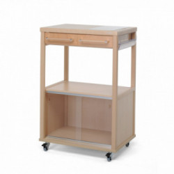 Foppapedretti Benchef - Carello Portamicroonde, 2 Cassetti, Tagliere e Portarotoli con Vetrinetta, Naturale