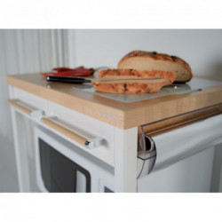 Foppapedretti Benchef - Carello Portamicroonde, 2 Cassetti, Tagliere e Portarotoli con Vetrinetta, Naturale