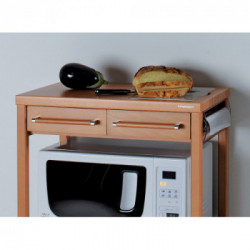 Foppapedretti Benchef - Carello Portamicroonde, 2 Cassetti, Tagliere e Portarotoli con Vetrinetta, Naturale