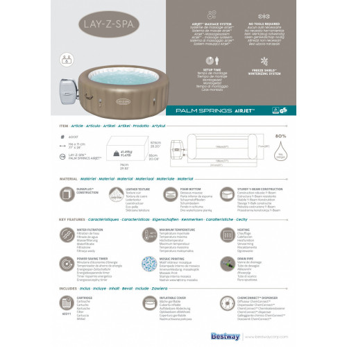 Bestway Lay-Z-Spa Palm Springs AirJet 1.96m x 71cm