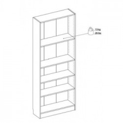 Tvilum Basik Libreria, 5 Vani Regolabili, 79x26,7x203,2 cm, Bianco