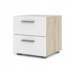 Tvilum Pepe, Comodino, 2 Cassetti con Maniglia, 40,2x40x42,3 cm, Bianco e Rovere