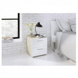 Tvilum Pepe, Comodino, 2 Cassetti con Maniglia, 40,2x40x42,3 cm, Bianco e Rovere