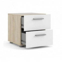 Tvilum Pepe, Comodino, 2 Cassetti con Maniglia, 40,2x40x42,3 cm, Bianco e Rovere
