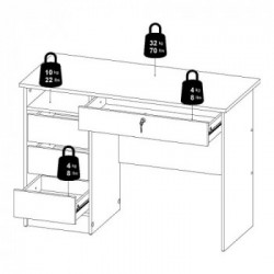 Tvilum Function Plus White Scrivania 4 Cassetti, 109,3x48,5x75,6 cm