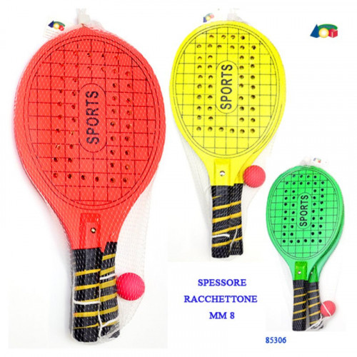 COPPIA RACCHETTONI C/FORI/ PALLA, COLORI ASS.