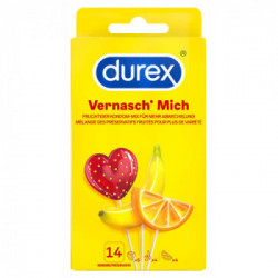 Durex Vernasch' Mich - Preservativi Fruttati Arancia Banana Fragola, Confezione da 14