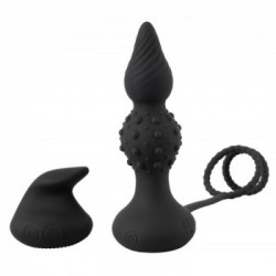 Rebel RC Butt Plug with Cock & Ball Rings - Plug Anale con Vibrazione, 10 MOD, Telecomando, Ricaricabile