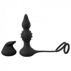 Rebel RC Butt Plug with Cock & Ball Rings - Plug Anale con Vibrazione, 10 MOD, Telecomando, Ricaricabile