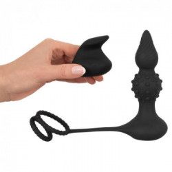 Rebel RC Butt Plug with Cock & Ball Rings - Plug Anale con Vibrazione, 10 MOD, Telecomando, Ricaricabile