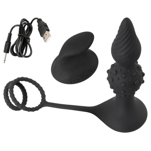 Rebel RC Butt Plug with Cock & Ball Rings -...