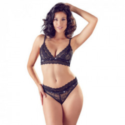 Cottelli Lingerie Brandi - Completino Intimo Nero in Pizzo, Taglia L