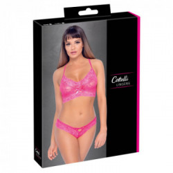 Cottelli Lingerie Pink Elodie - Completino Intimo Pink In Pizzo, Taglia S-M