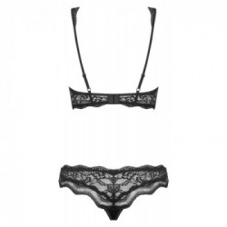 Obsessive Crystal - Completino Intimo Nero In Pizzo, Taglia S-M