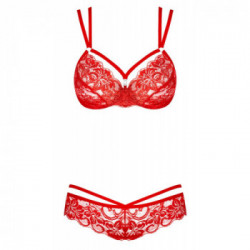 Obsessive Red Julia - Completino Intimo Rosso in Pizzo, Taglia S-M