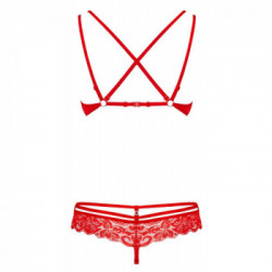 Obsessive Red Julia - Completino Intimo Rosso in Pizzo, Taglia L-XL