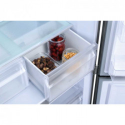 Haier HTF-458DG6 - Frigorifero Side By Side da Libera Istallazione, 468 Litri, No Frost, Alluminio, Classe F
