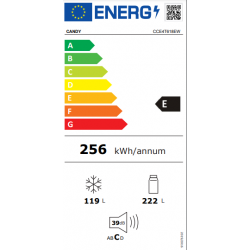 Candy CCE4T618EW - Frigorifero Combinato, 341 Litri, Classe E, 59.5 x 185 x 65.8 cm