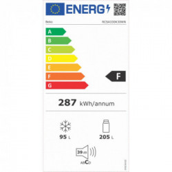 Beko RCSA330K30WN - Frigorifero Combinato, Statico, 300 Litri, Classe F, 185.1 x 59.5 x 59.2 cm