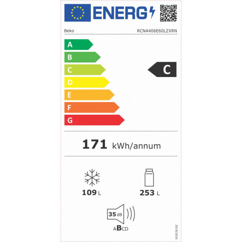 Beko RCNA406E60LZXRN - Frigorifero Combinato,...