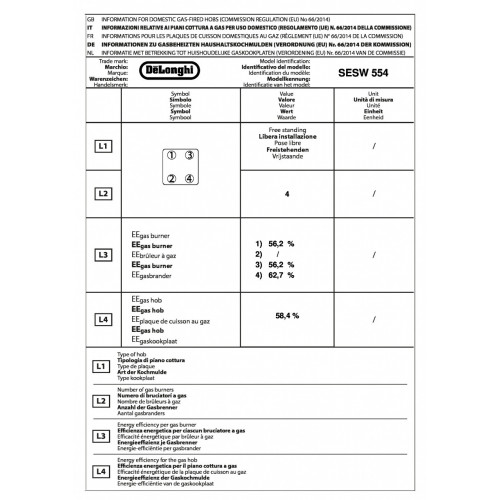 De Longhi SESW554NED - Cucina a Gas, 4...