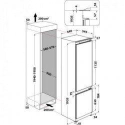 Whirlpool ART 9812 SF1 - Frigorifero Combinato da Incasso, 306 Litri, Classe F, 193.5x54x54.5 cm