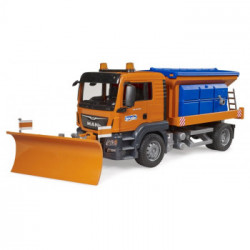bruder 03785 – Man TGS – Servizio invernale con targhetta – 1:16 veicoli, spargitore, spazzanevee, servizio invernale