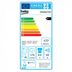 Beko DRX837WI - Asciugatrice a Pompa di Calore, 8 Kg, Motore Inverter, Classe A+++