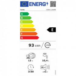 Candy CDSN 1L350PB - Lavastoviglie da Incasso a Scomparsa Parziale, 13 Coperti, Classe E