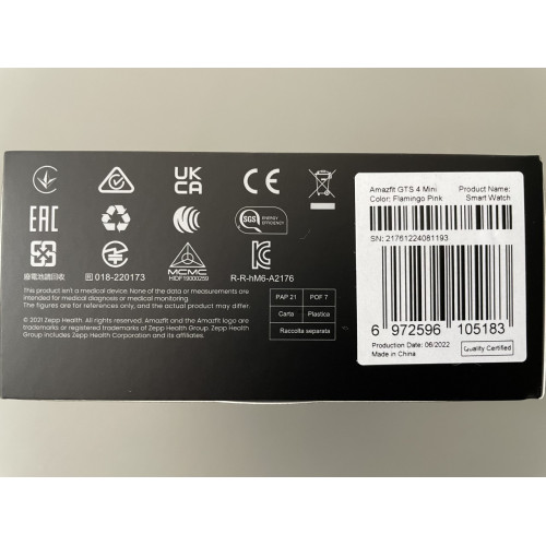 Amazfit GTS 4 mini 4,19 cm (1.65") AMOLED Rosa...