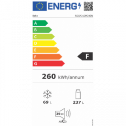 Beko RDSA310M30SN - Frigorifero Doppia Porta da Libera Installazione, 306 Litri, Classe F, 175 x 59.5 x 59.2 cm