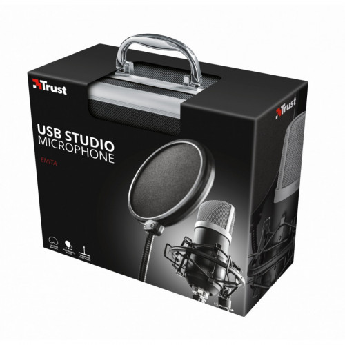 Trust 21753 microfono Nero Microfono da studio